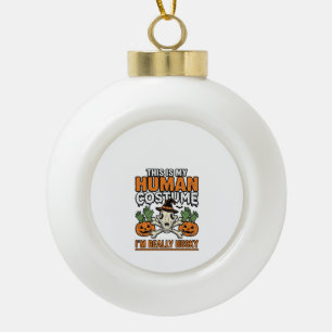 Funny Husky Human Costume Halloween Dog Shirt Desi Ceramic Ball Christmas Ornament