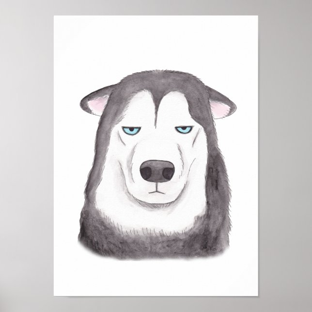 Funny Husky Poster Husky Dog Imprimer Drôle visage (Devant)
