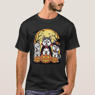 Funny Husky Siberian Dogs Halloween Husky Dog Mom T-Shirt