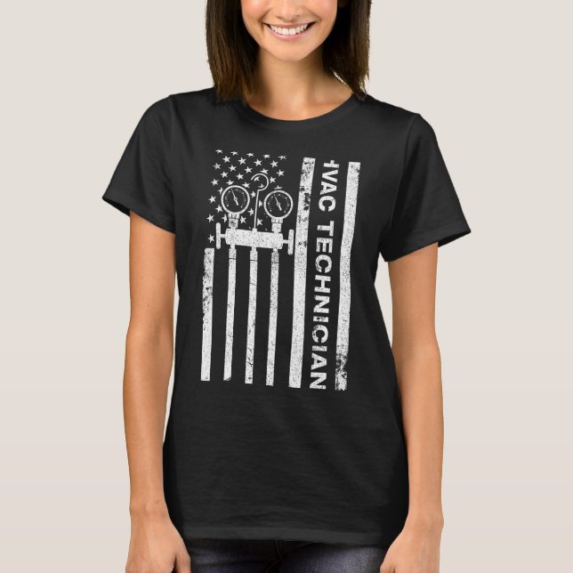 Funny HVAC Gift For Men Cool HVAC Technician Ameri T-Shirt (Front)