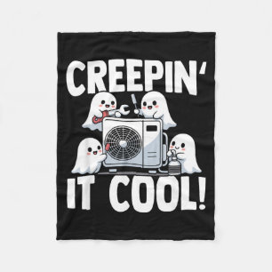 Funny Hvac Technician Ghost Halloween Costume Fleece Blanket