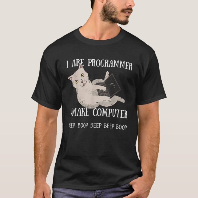 Funny I are Programmer Computer Science Cat Kitty  T-Shirt (Front)
