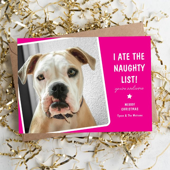 Funny "I ate the Naughty List" Cute Dog  Holiday Card (Creator Uploaded)