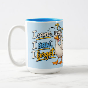 Funny "I Came, I Saw, I Forgot" Confused Goose  Two-Tone Coffee Mug