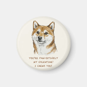 Funny "I Chews You" Shiba Inu Valentine's Day Art Magnet