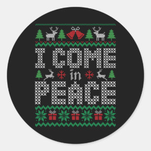 Funny I Come In Peace Couple Matching Ugly Christm Classic Round Sticker