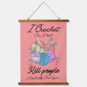Funny I Crochet Save A Life Yarn Art Hanging Tapestry