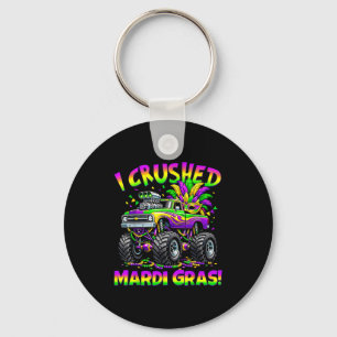 Funny I Crushed Mardi Gras Monster Truck Boys Kids Keychain