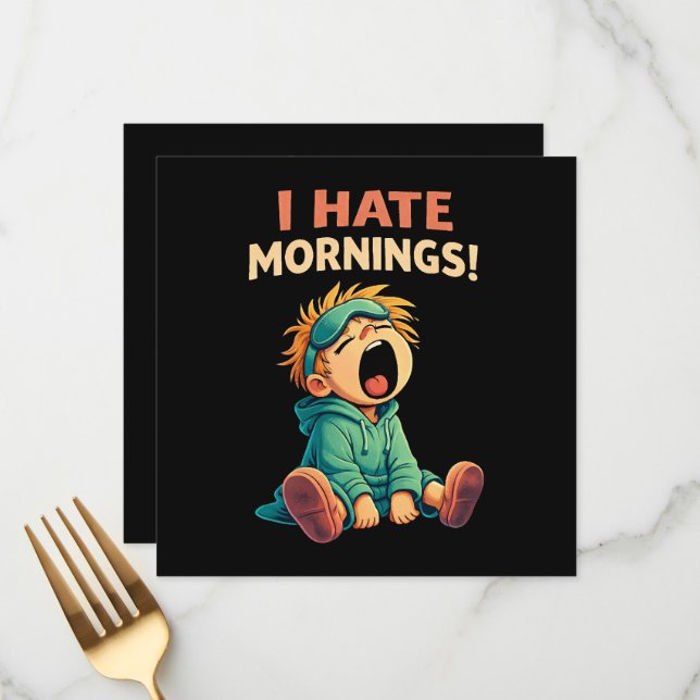 Funny I Hate Mornings Sleepy Menu (Front/Back In Situ)