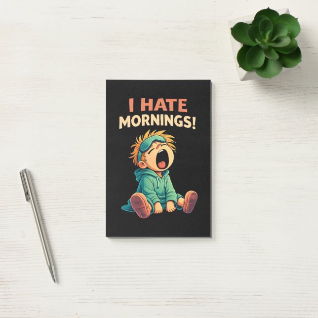 Funny I Hate Mornings Sleepy Post-it Notes (Office)