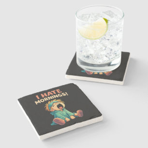 Funny I Hate Mornings Sleepy Stone Coaster