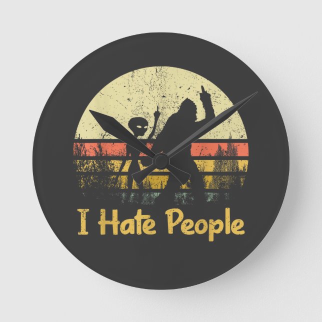 funny i hate people  round clock (Front)