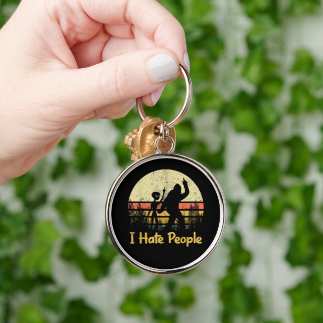funny i hate people womens tshirts keychain (Hand)