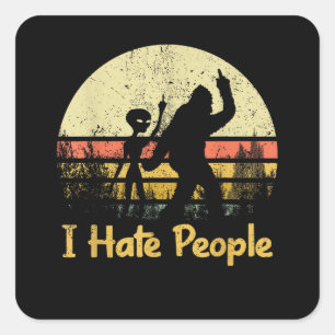 funny i hate people womens tshirts square sticker
