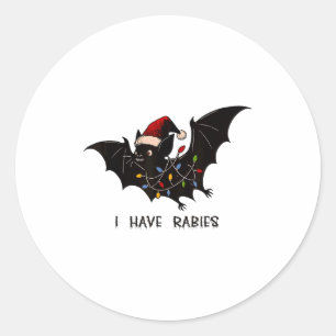 Funny I Have Rabies Christmas Bat Matching Holiday Classic Round Sticker