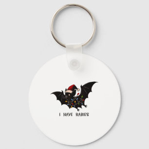 Funny I Have Rabies Christmas Bat Matching Holiday Keychain