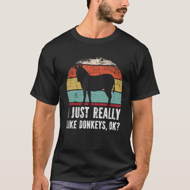 Funny I Just Really Like Donkeys OK? T-Shirt (Front)