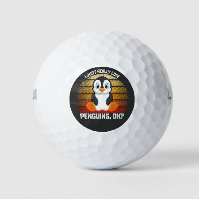 Funny I Just Really Like Penguins OK Golf Balls (Front)