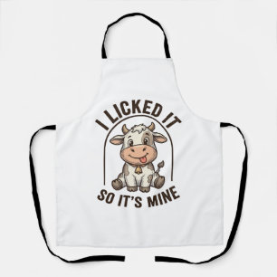 Funny I Licked It Cow Vintage Farm Shirt Design_1 Apron