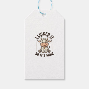Funny I Licked It Cow Vintage Farm Shirt Design_1 Gift Tags