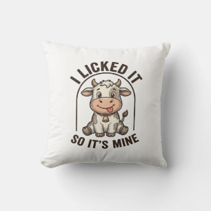 Funny I Licked It Cow Vintage Farm Shirt Design_1 Throw Pillow