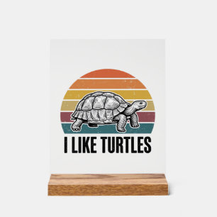 Funny I Like Turtles Vintage Engraving T-Shirt Des Acrylic Sign