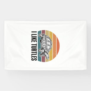 Funny I Like Turtles Vintage Engraving T-Shirt Des Banner