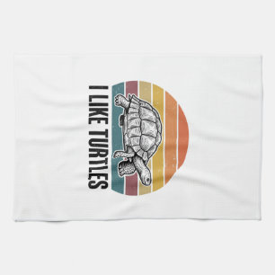 Funny I Like Turtles Vintage Engraving T-Shirt Des Kitchen Towel