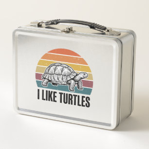 Funny I Like Turtles Vintage Engraving T-Shirt Des Metal Lunch Box