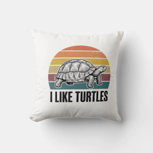 Funny I Like Turtles Vintage Engraving T-Shirt Des Throw Pillow
