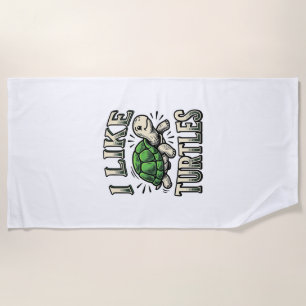 Funny I Like Turtles Vintage Turtle Shirt Design_1 Beach Towel