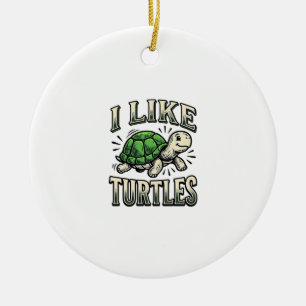Funny I Like Turtles Vintage Turtle Shirt Design_1 Ceramic Ornament