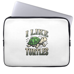 Funny I Like Turtles Vintage Turtle Shirt Design_1 Laptop Sleeve