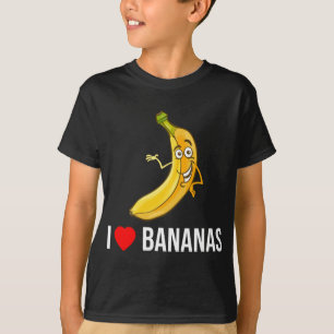 Funny I Love Bananas Heart Banana Tropical Fruit V T-Shirt