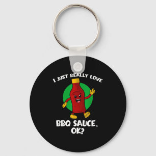 Funny i love bbq sauce cartoon barbecue  keychain
