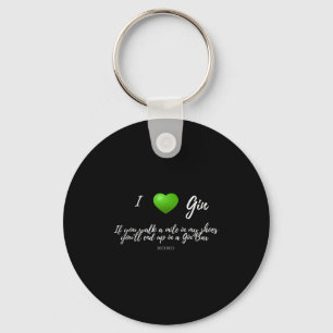 Funny I Love Gin Drinker Heart Graphic Party Gift Keychain