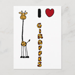 Funny I Love Giraffes cartoon Postcard