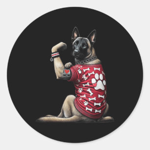 Funny I Love Mom Tattoo Belgian Malinois Mom For W Classic Round Sticker