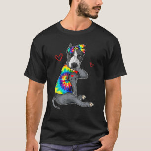 Funny I Love Mom Tattoo Pitbull Dog Mom Owner Moth T-Shirt