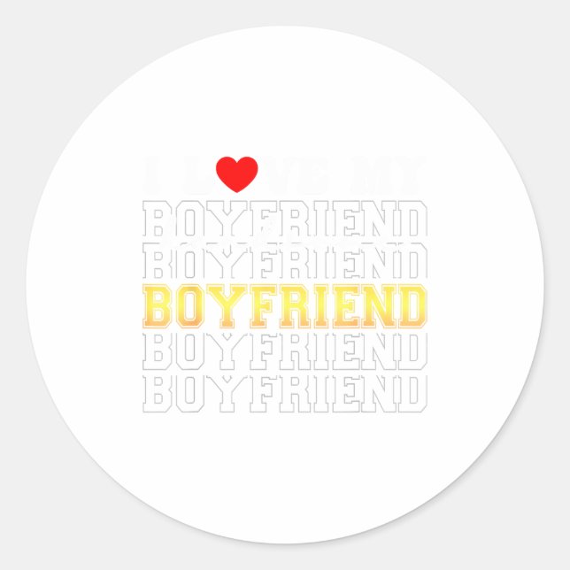 Funny I Love My Handsome Boyfriend Valentine  Classic Round Sticker (Front)