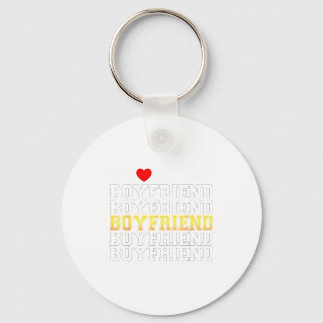 Funny I Love My Handsome Boyfriend Valentine  Keychain (Front)