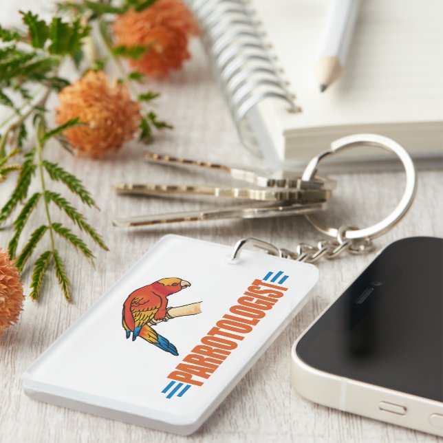 Funny I Love Parrots Keychain (Front Right)