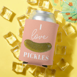 Funny I Love Pickles Beer Can Cooler