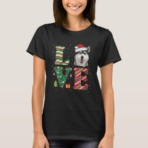Funny I Love Siberian Husky Christmas Santa Hat T-Shirt