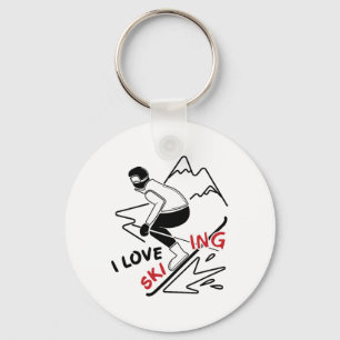Funny I Love Skiing - Great Snow Lovers Gift Keychain