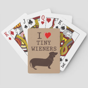 Funny I Love Tiny Wiener Dachshund Dog Playing Cards