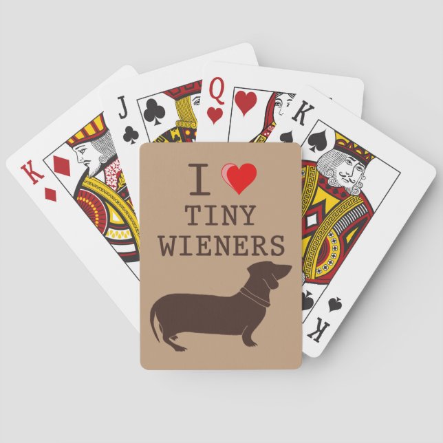 Funny I Love Tiny Wiener Dachshund Dog Playing Cards (Back)