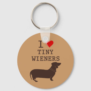 Funny I Love Tiny Wiener Dachshund Keychain