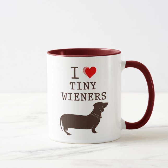 Funny I Love Tiny Wiener Dachshund Mug (Right)
