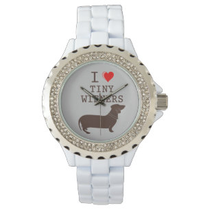 Funny I Love Tiny Wiener Dachshund Silver Plated Watch